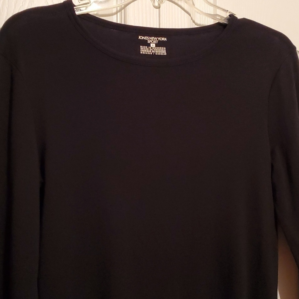 Jones New York Sport Women's Black 3/4 Sleeve Top Size Small - Picture 2 of 5
